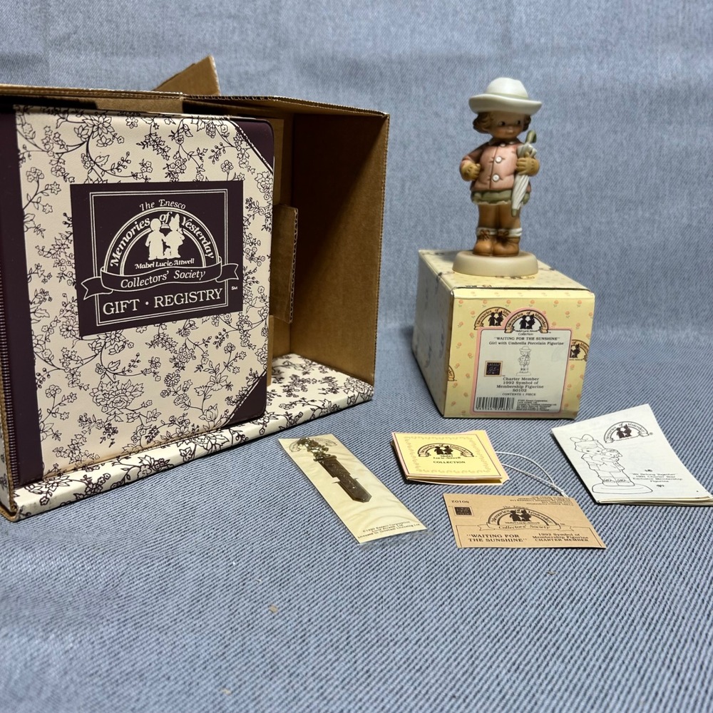Enesco Memories of Yesterday Figurine Waiting For The Sunshine Gift Registry